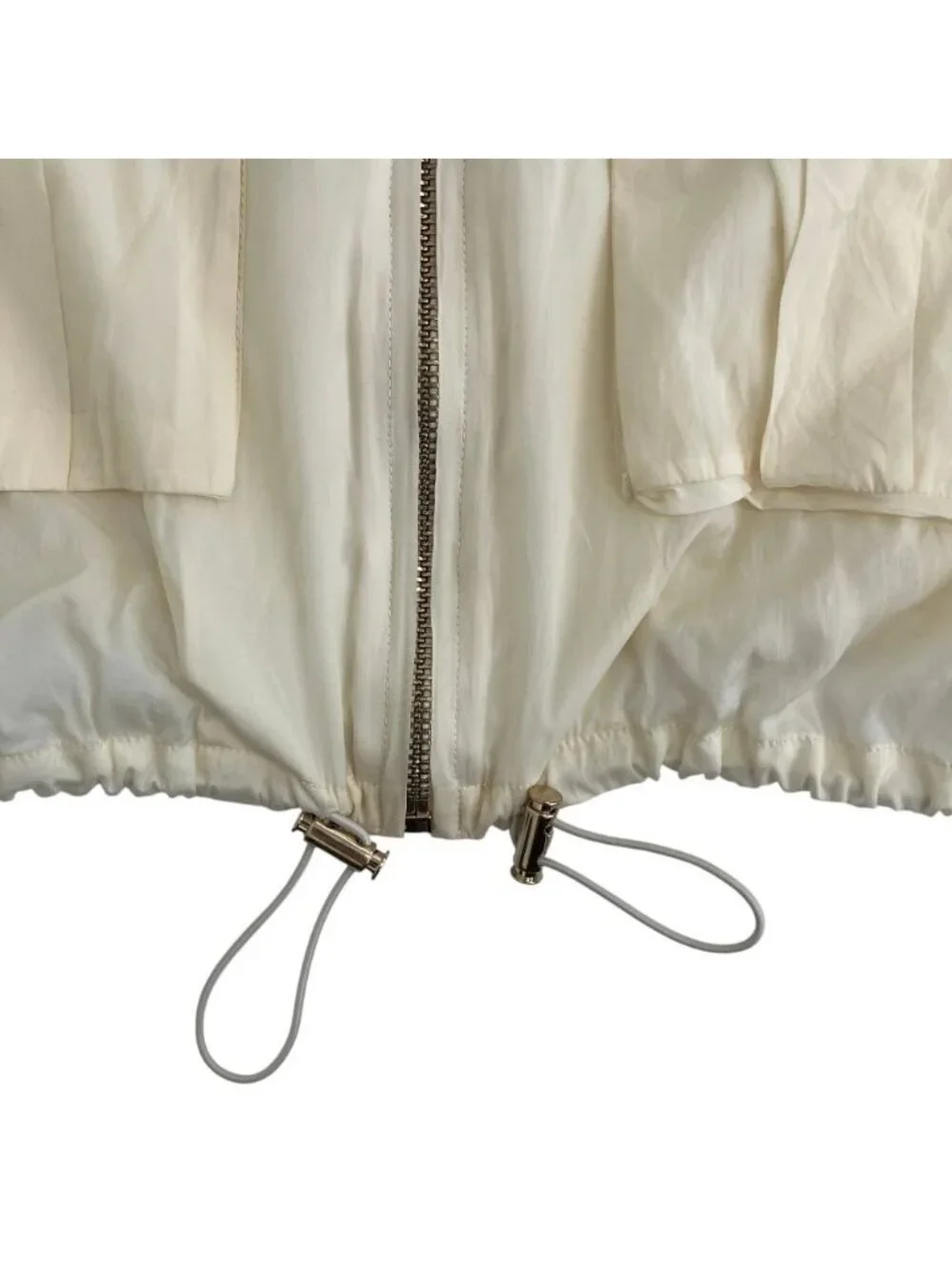 Miu Miu Logo Technical Silk Cropped Jacket Ivory 38